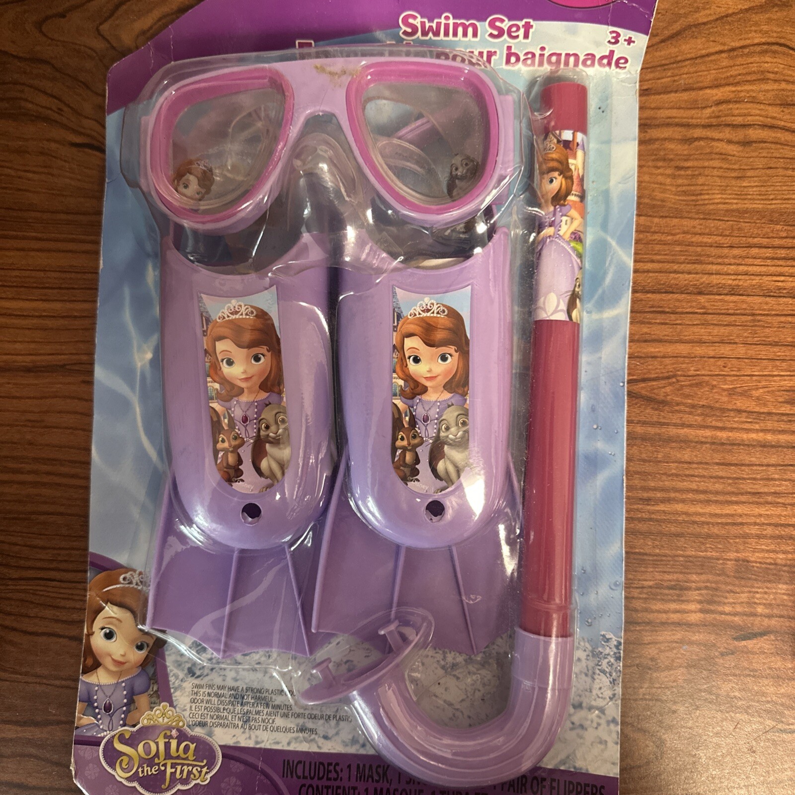 Disney Sofia the First 3 Piece Swim Mask, Snorkel & Flippers Set NiP