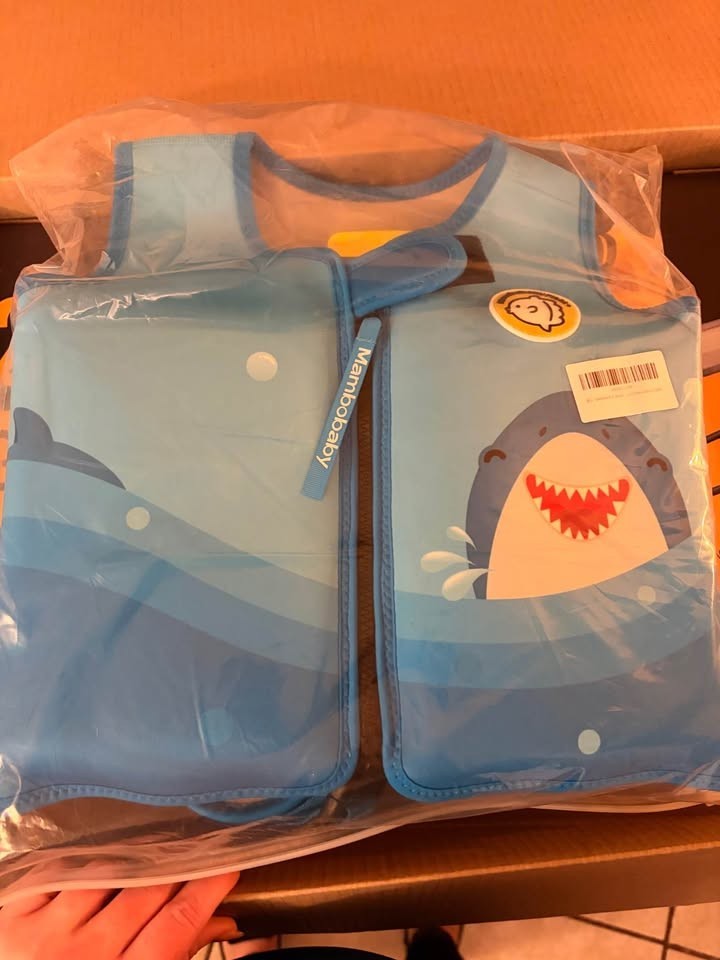 Mambobaby Kids Shark Swim Vest w/Built-in Detachable Buoyancy Boards 4-8yrs