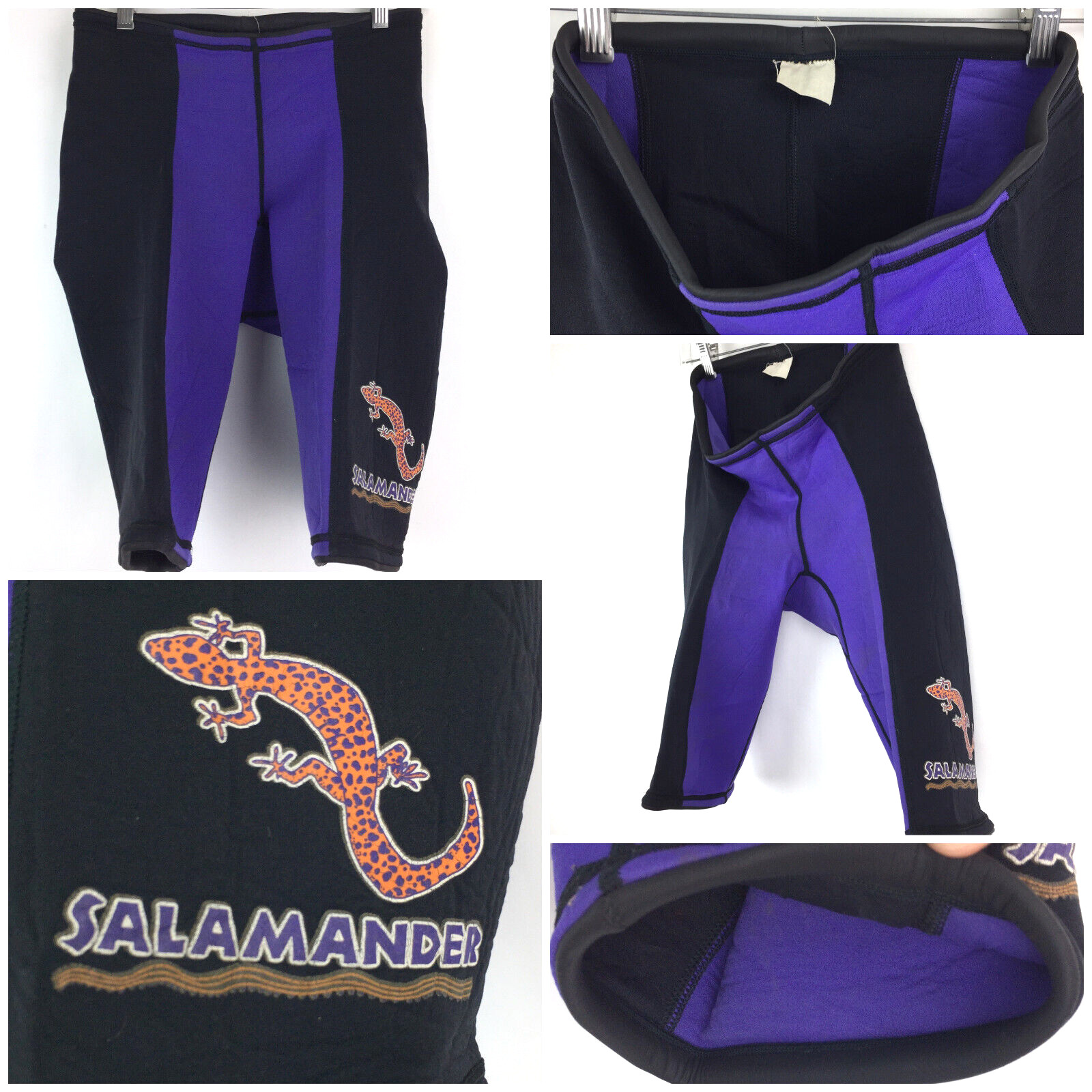 Vtg Salamander Mens Medium Purple Black Neoprene Watersport Shorts Swim Bottoms