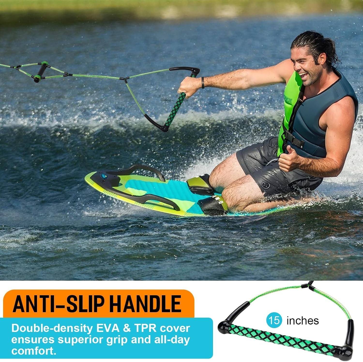 75FT Wakeboard Rope with EVA Handle – 2200 lbs Tensile Force
