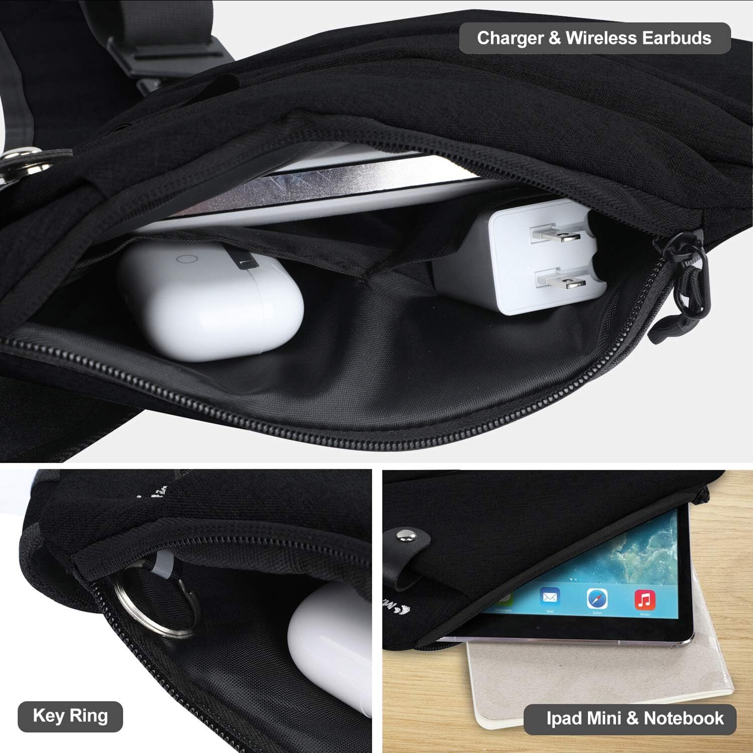 MAYMOONER Men Small Sling Shoulder Crossbody Bag Anti-theft One Strap Black