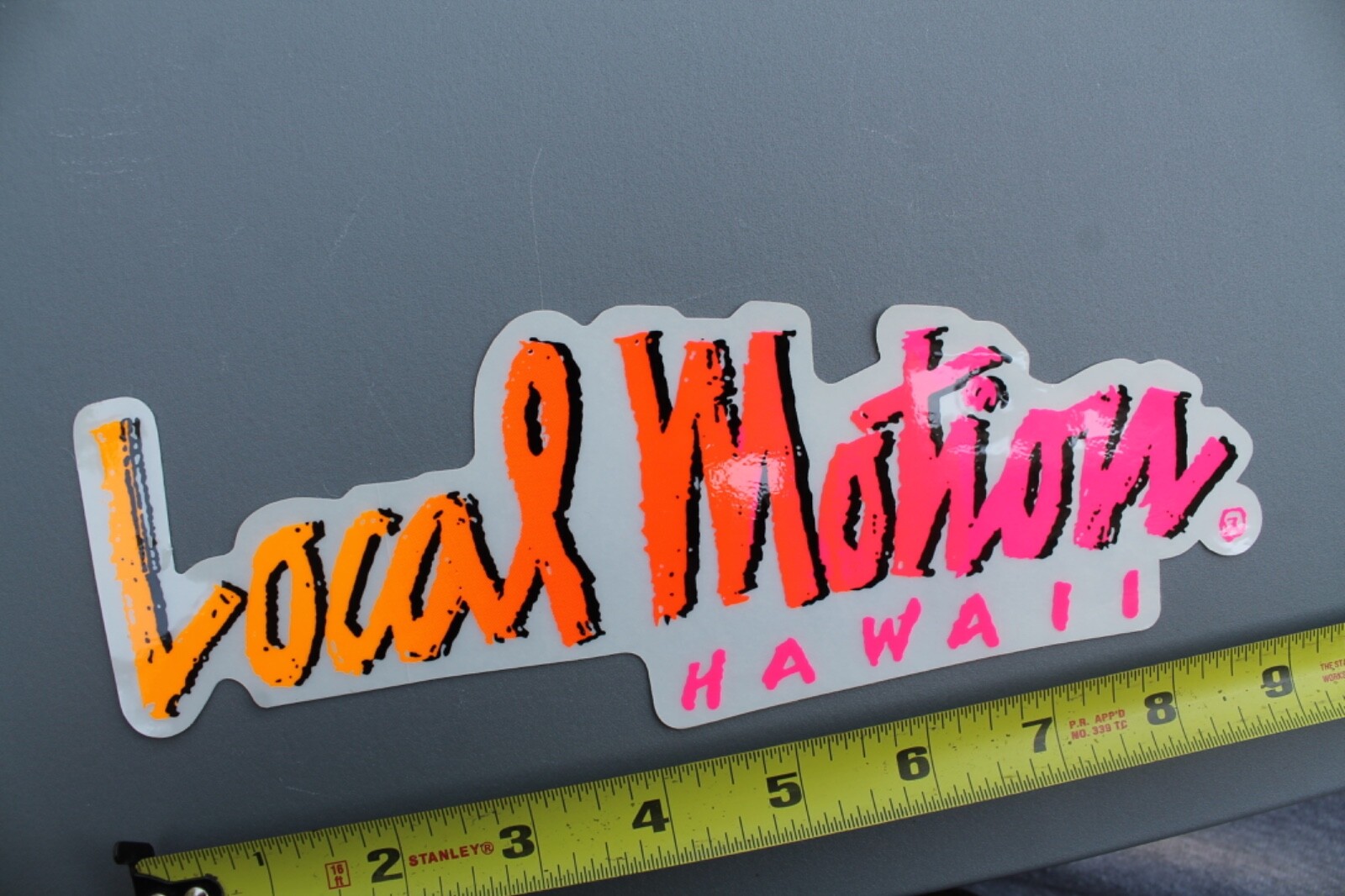 LOCAL MOTION Hawaii Clear Neon Orange Pink Fade 80’s Vintage Surfing STICKER