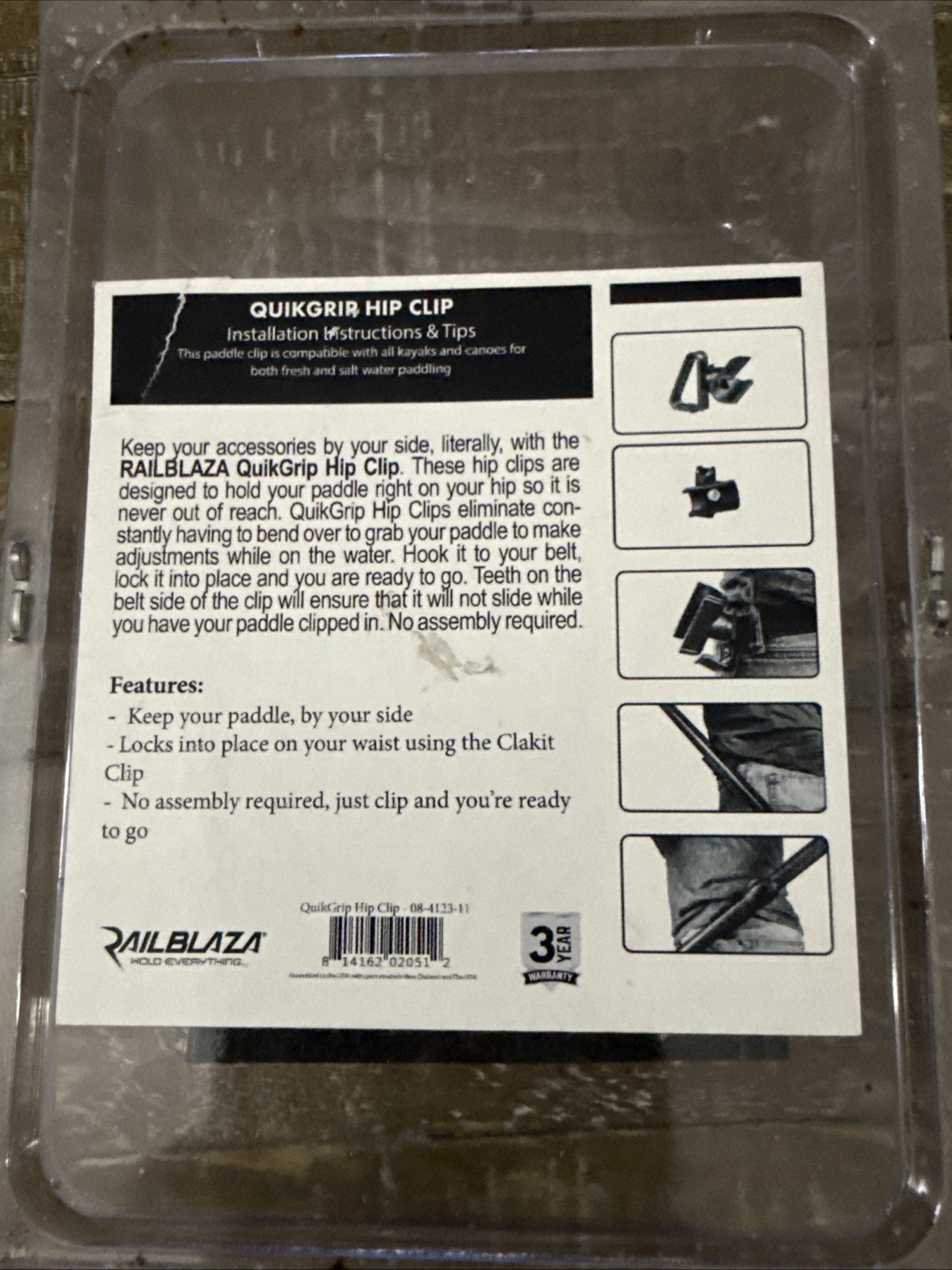 Railblaza #08-4123-11 Quick trip Hip Clip-Brand New-SHIPS N 24 HOURS