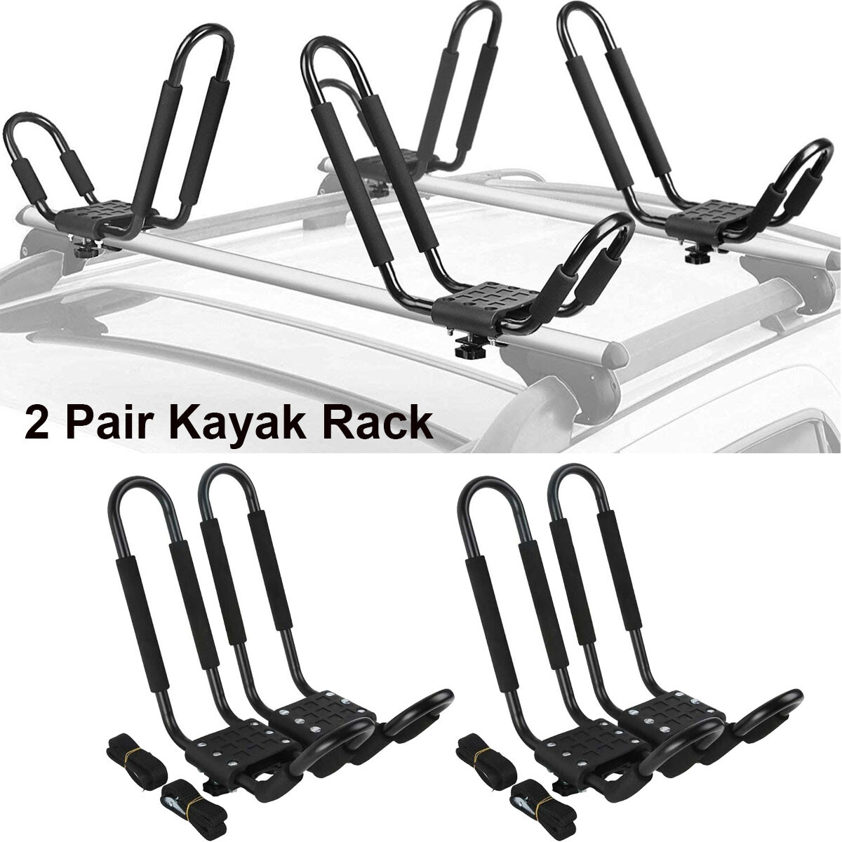 4 pairs Canoe Boat Kayak Roof Rack Car SUV Truck Top Mount Carrier J Cross bar