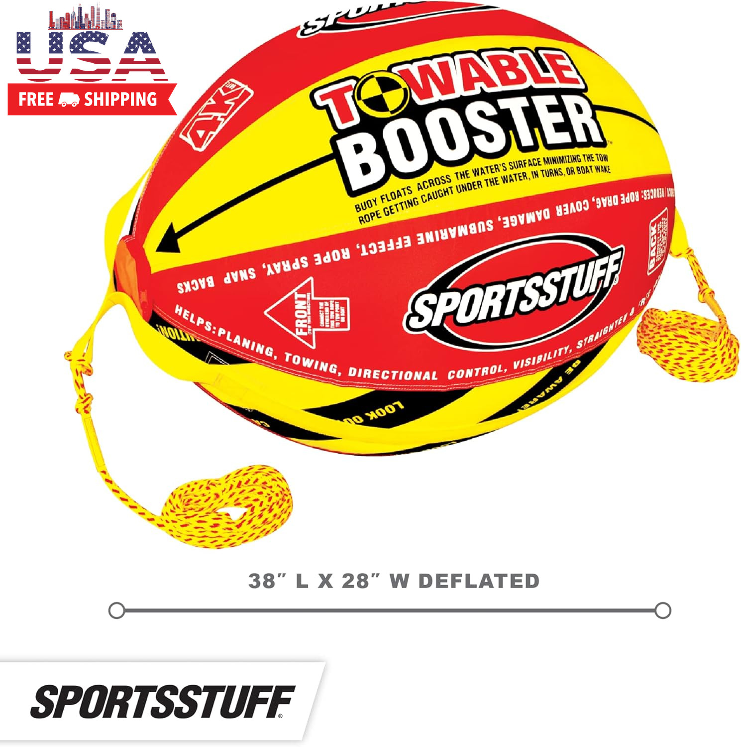 Booster Towable Tube Ball Towable Rope for Lift and Visibility, 60 Ft Rope with