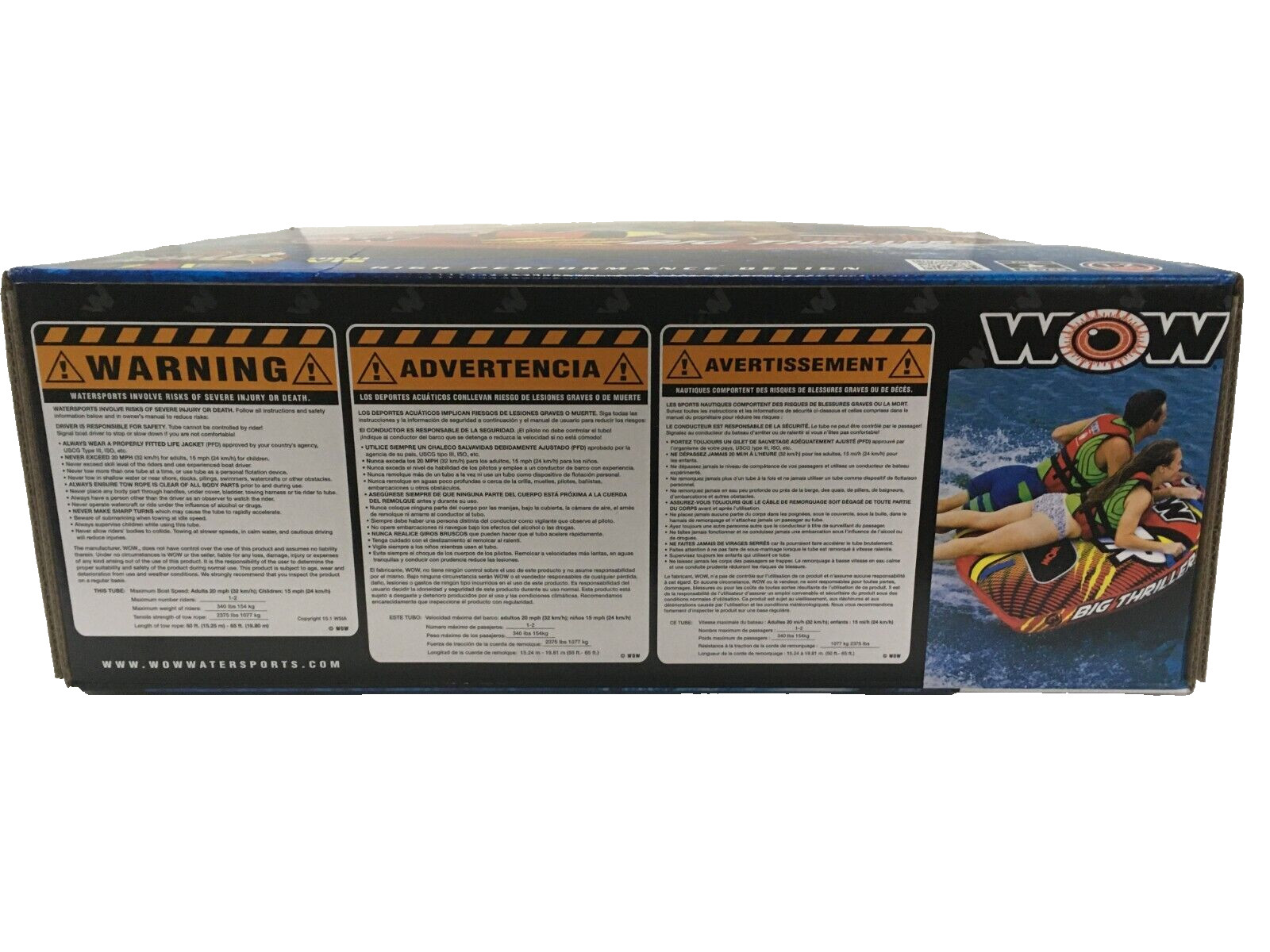 WOW Big Thriller 2 Person Towable Water Tube For Pool or Lake (18-1010)