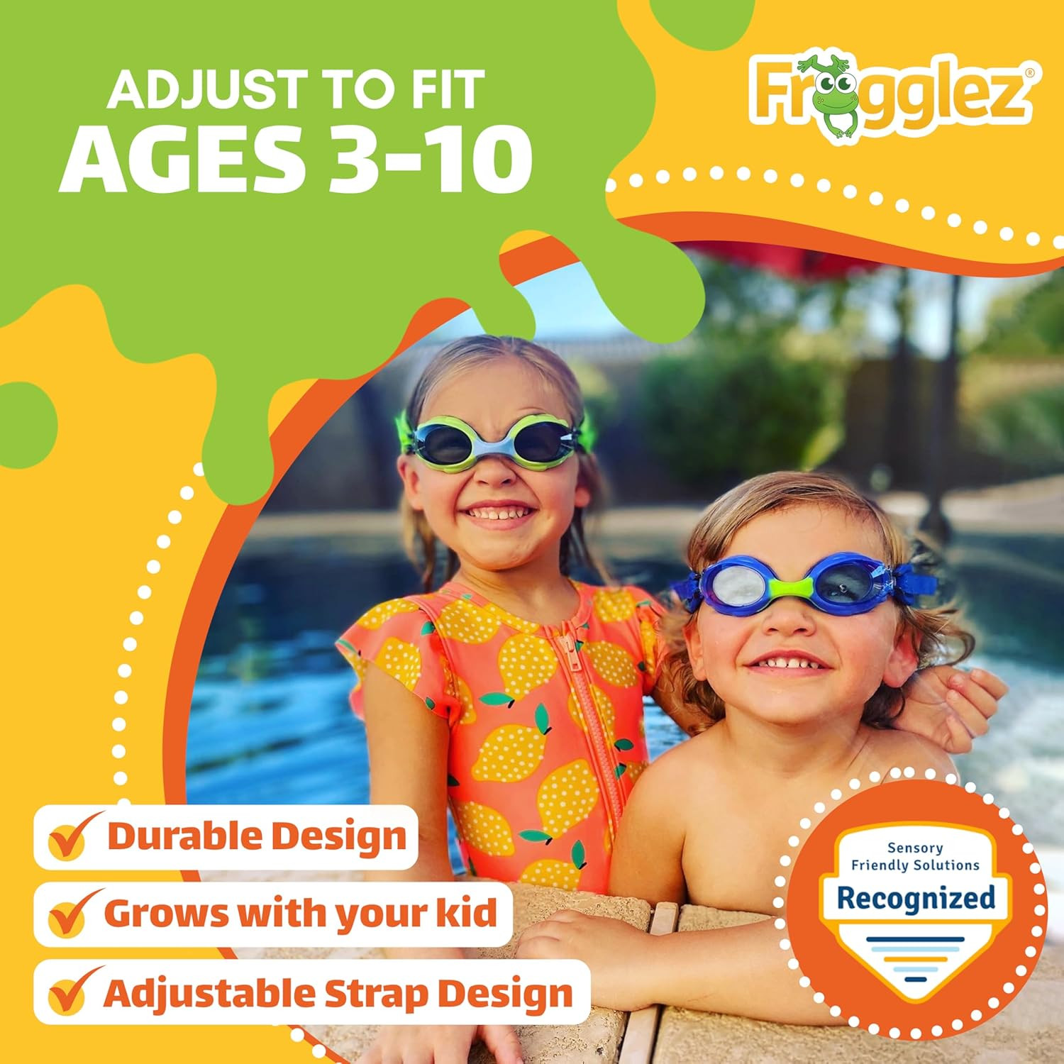 Frogglez Anti-Fog Swimming Goggles for Kids under 10 (Ages 3-10) Recommended by