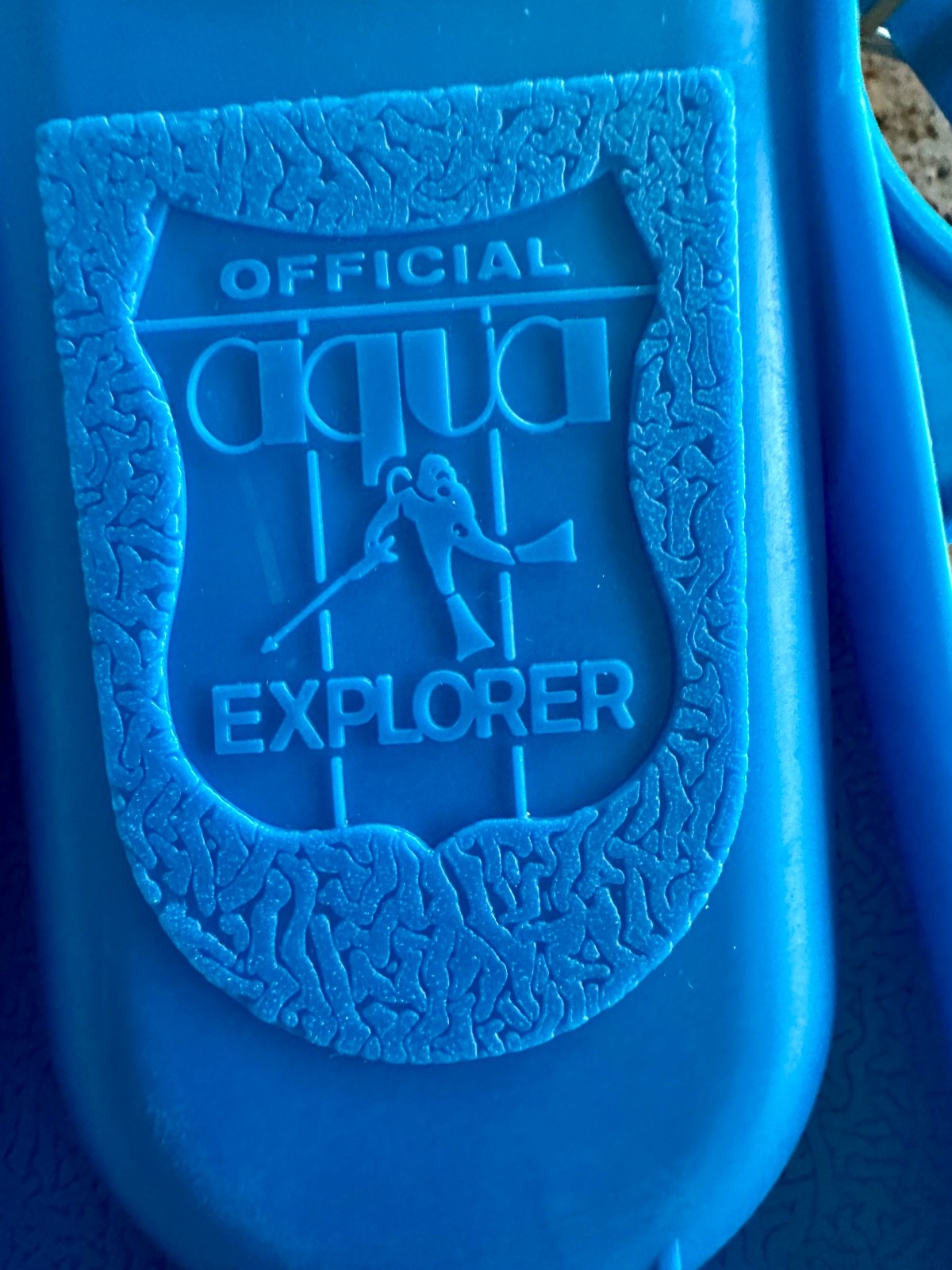 Vintage 1980s Aqua Explorer Swim Flippers E-5000 Blue Chrome Kids Size 2-3-4 NOS
