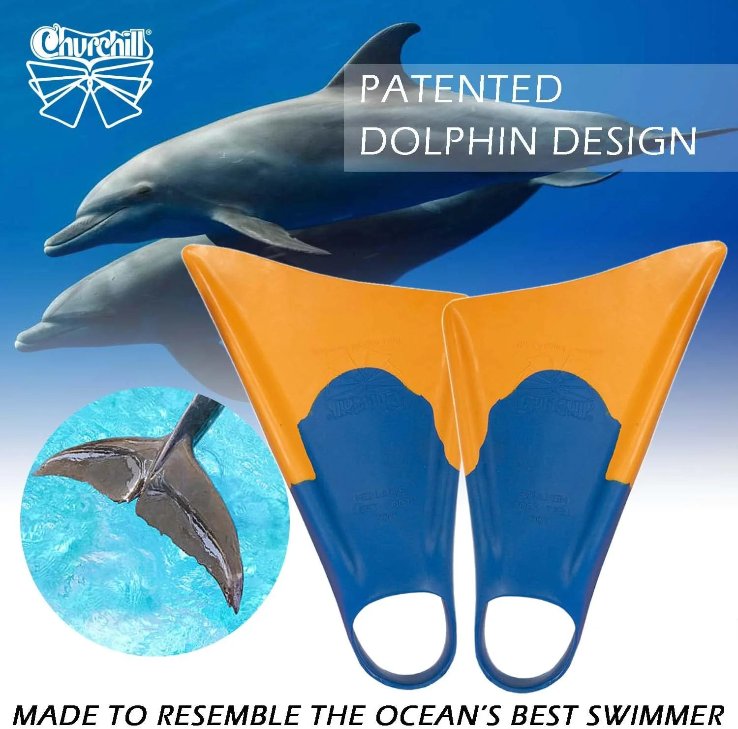 Churchill Makapuu Swimfins, Medium/Large (Mens 9 to 10.5) (Womens 11 to 12)