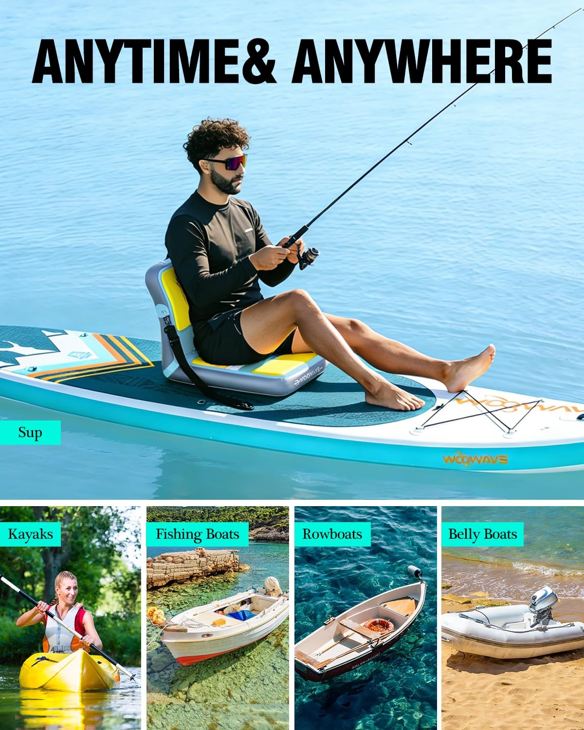 WOOWAVE Paddle Board Seat with Back Support, Portable Kayak Seats,Universal l…