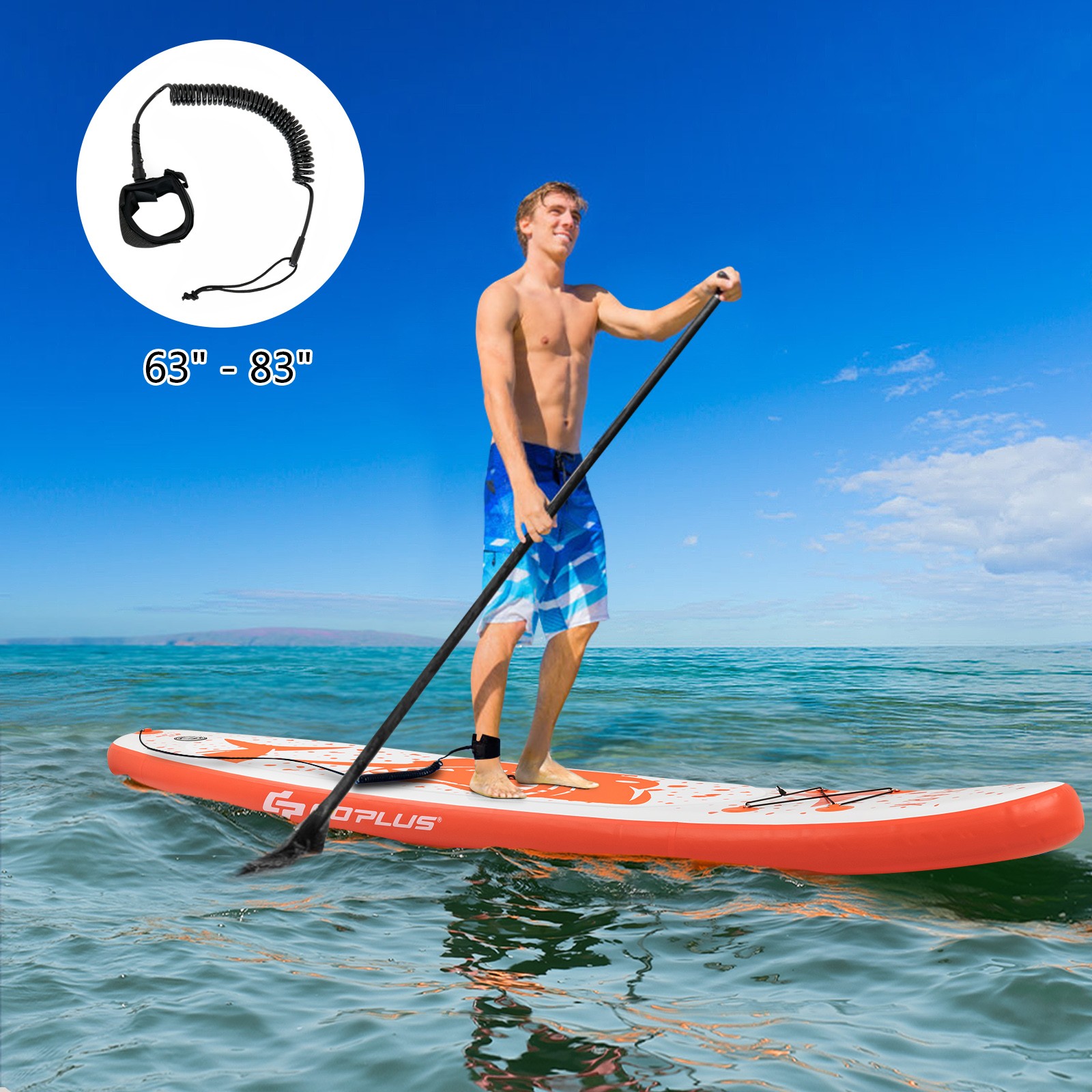 Costway 11ft Inflatable Stand Up Paddle Board W/ Backpack Aluminum Paddle Pump