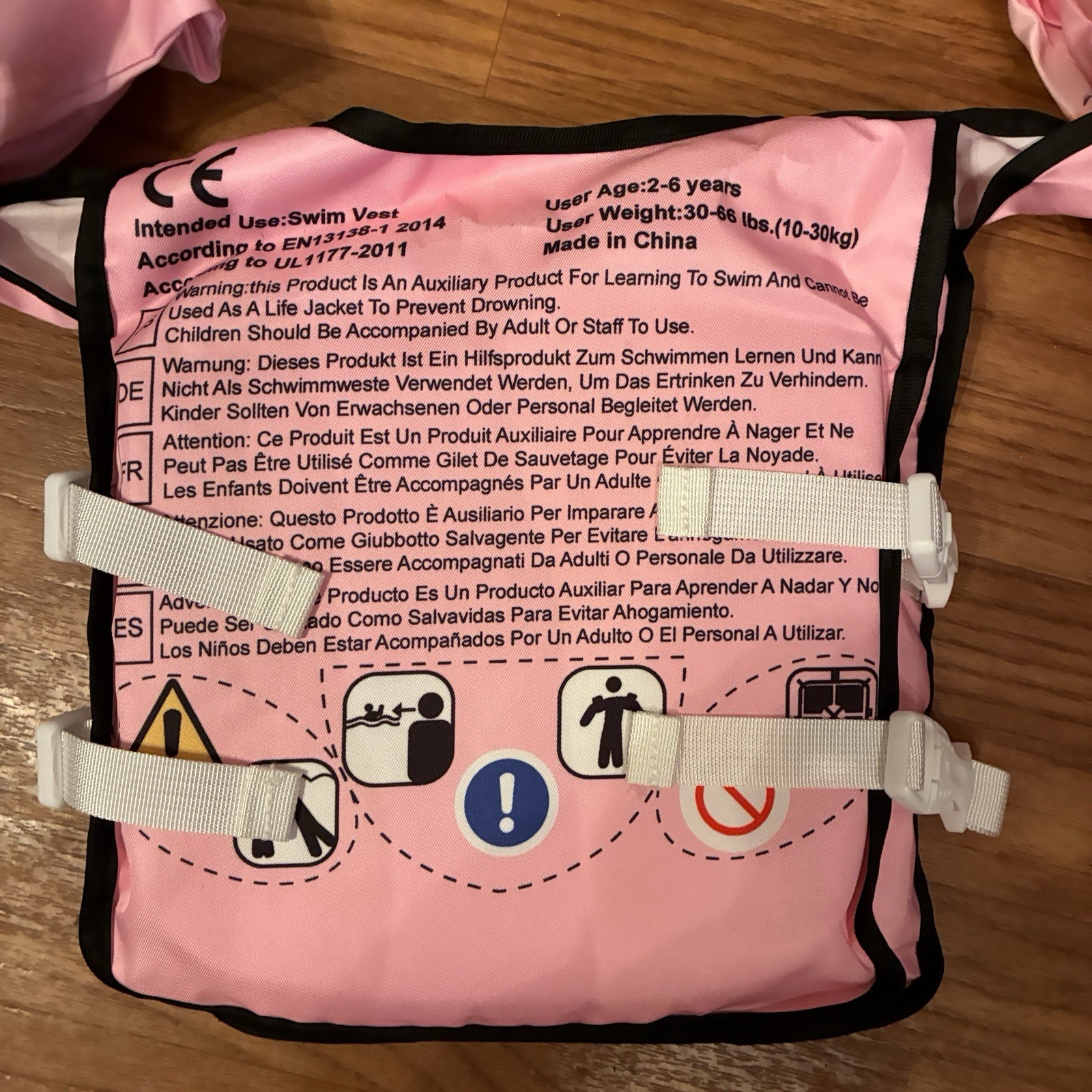New Little Girls Life Jacket With Arm Floats For 30-66 Pounds 2-6 Years Old Pink