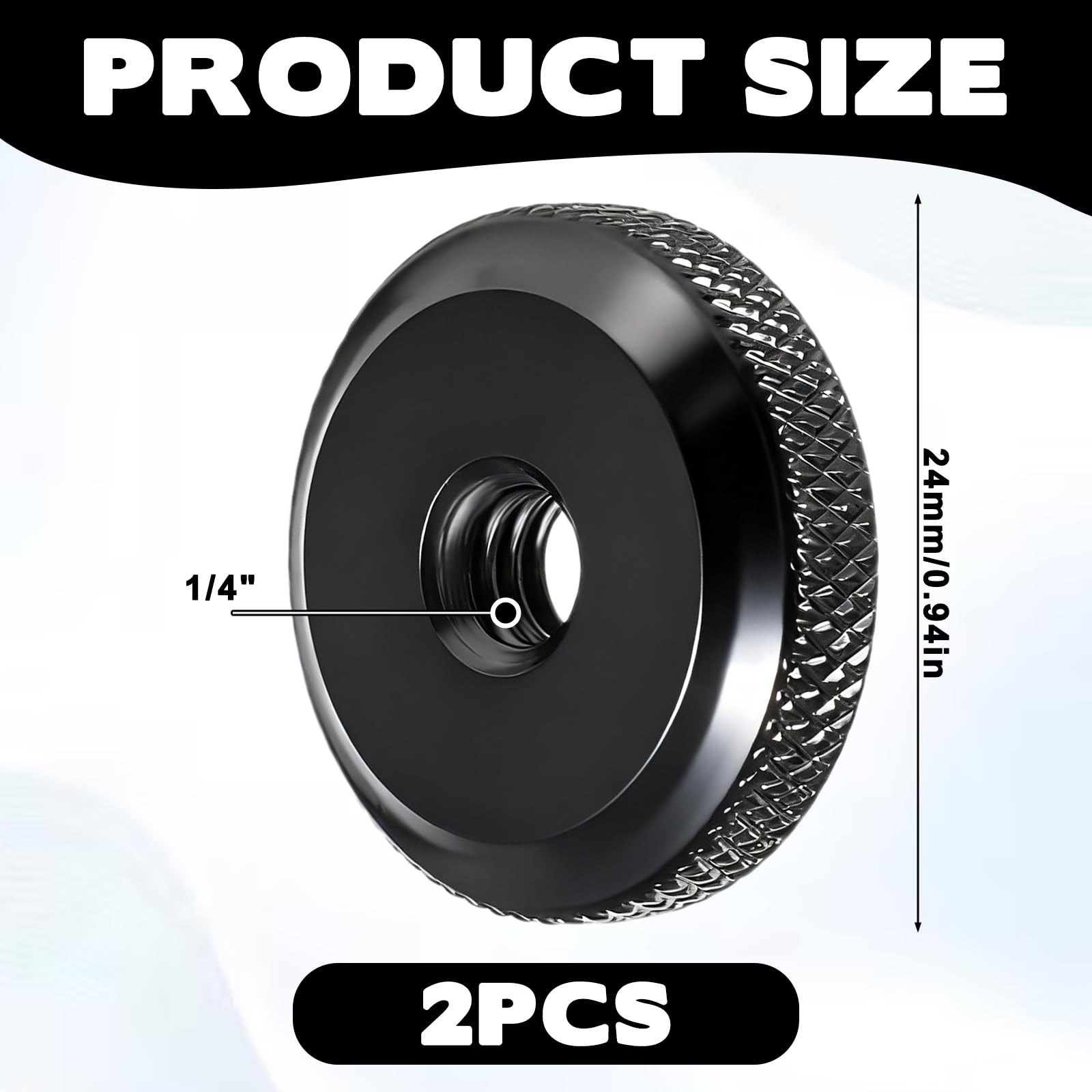 Xelsluthe 2 Pack Thumb Nuts, 1/4-20 Knob 25mm Female Wheel Lock Black