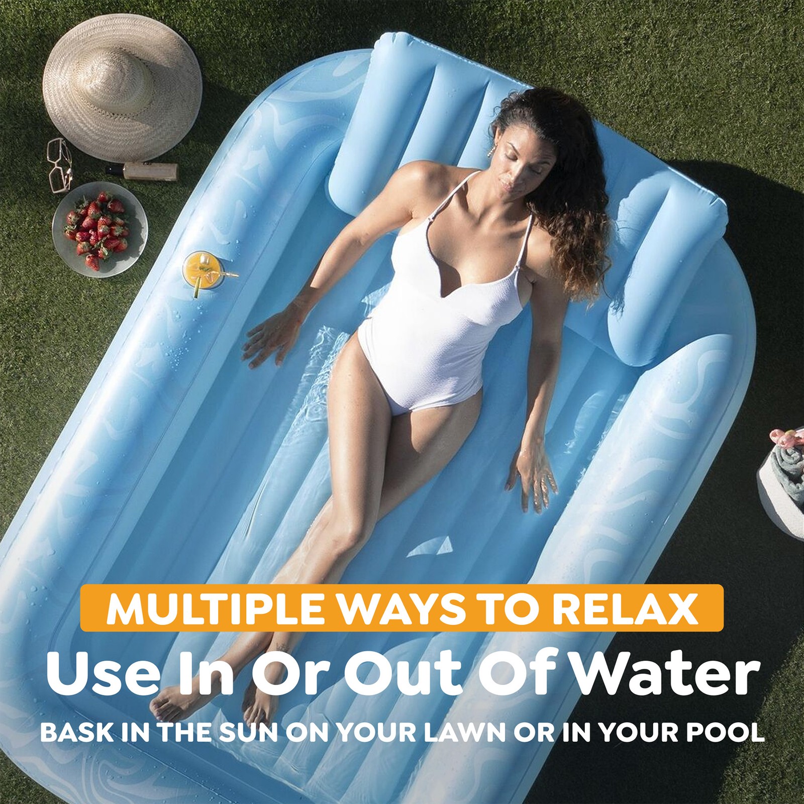 H2OGO! Sun-Kissed Tanning Lounge, 6’8″ x 54″ x 10″ XL Inflatable Pool Float