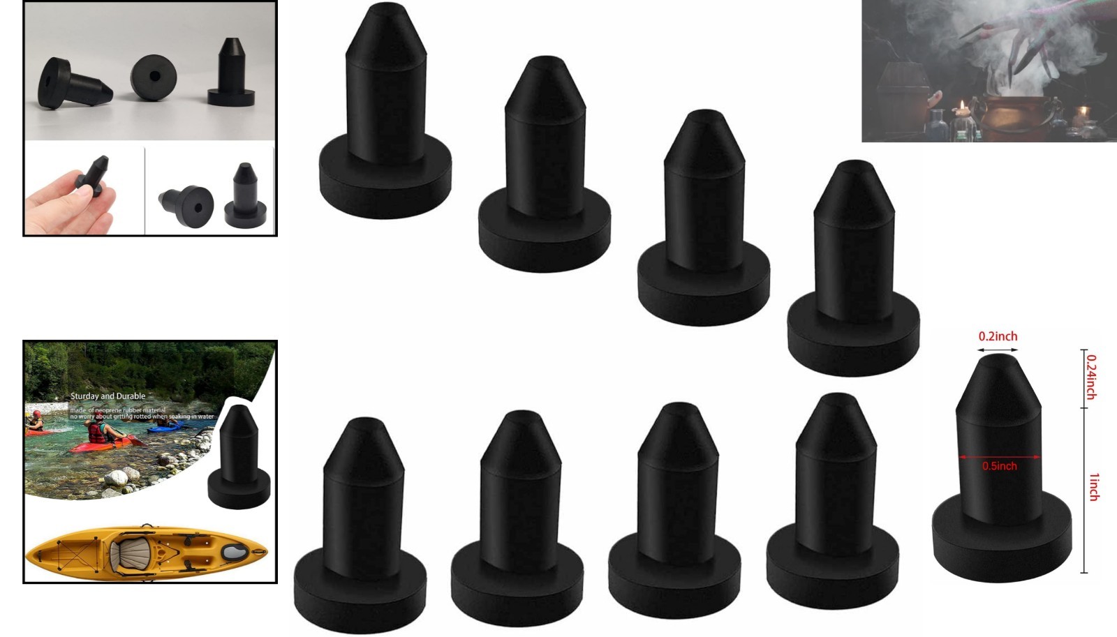 Universal Kayak Drain Plug Set – 8 Silicone Scupper Plugs for Various Models