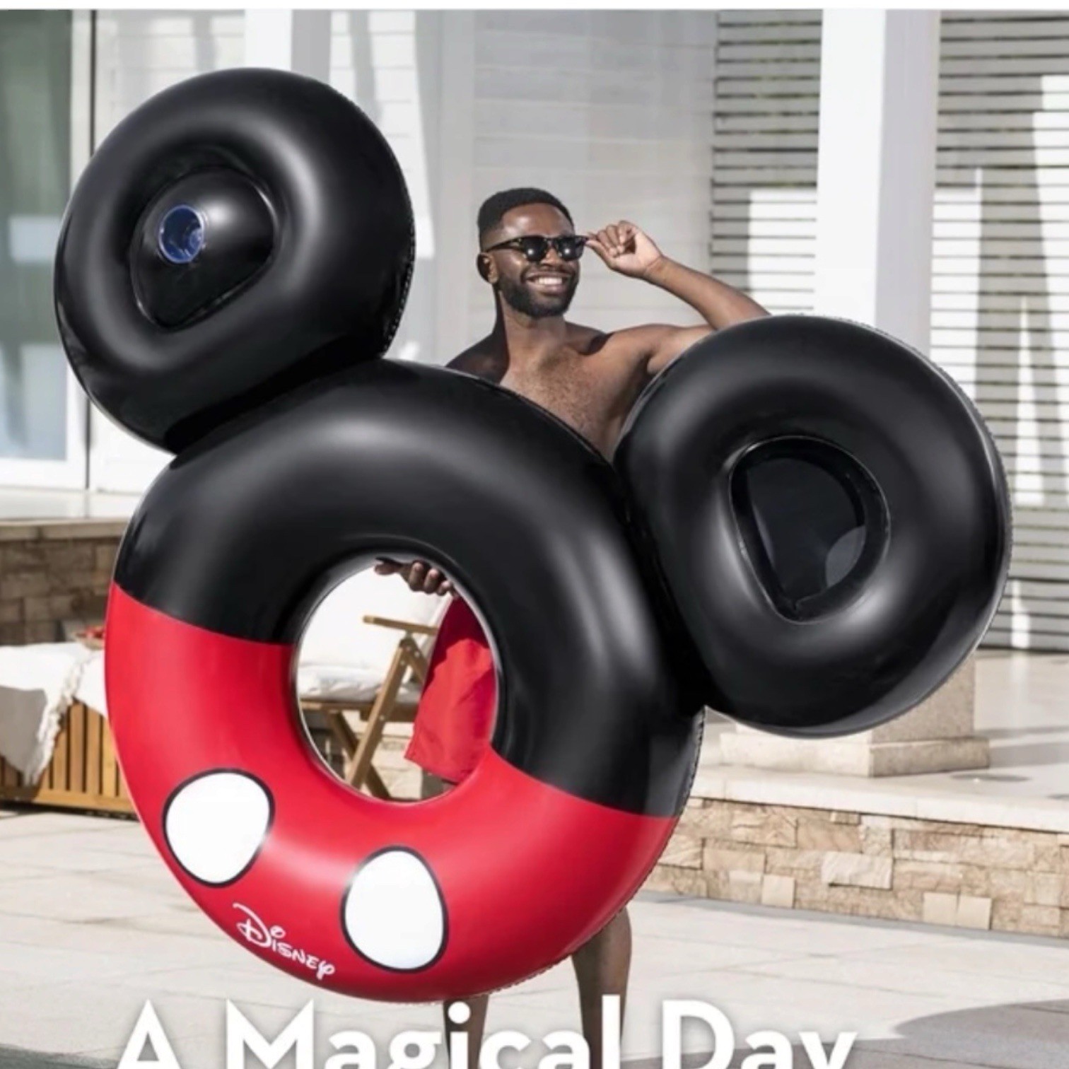 Disney Mickey Premium Pool Float Mouse Ears 44” 300 Lbs Capacity Age 6 To Adult