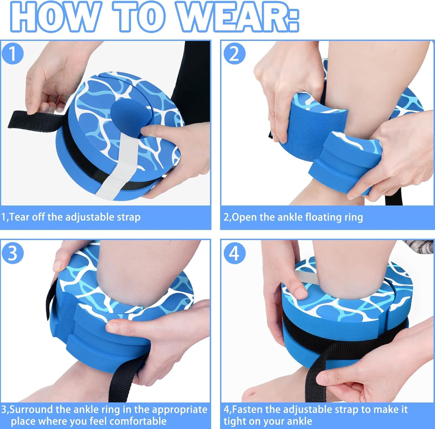 Swim Aquatic Cuffs, EVA Water Aerobics Float Ring Fitness Exercise Weights Set