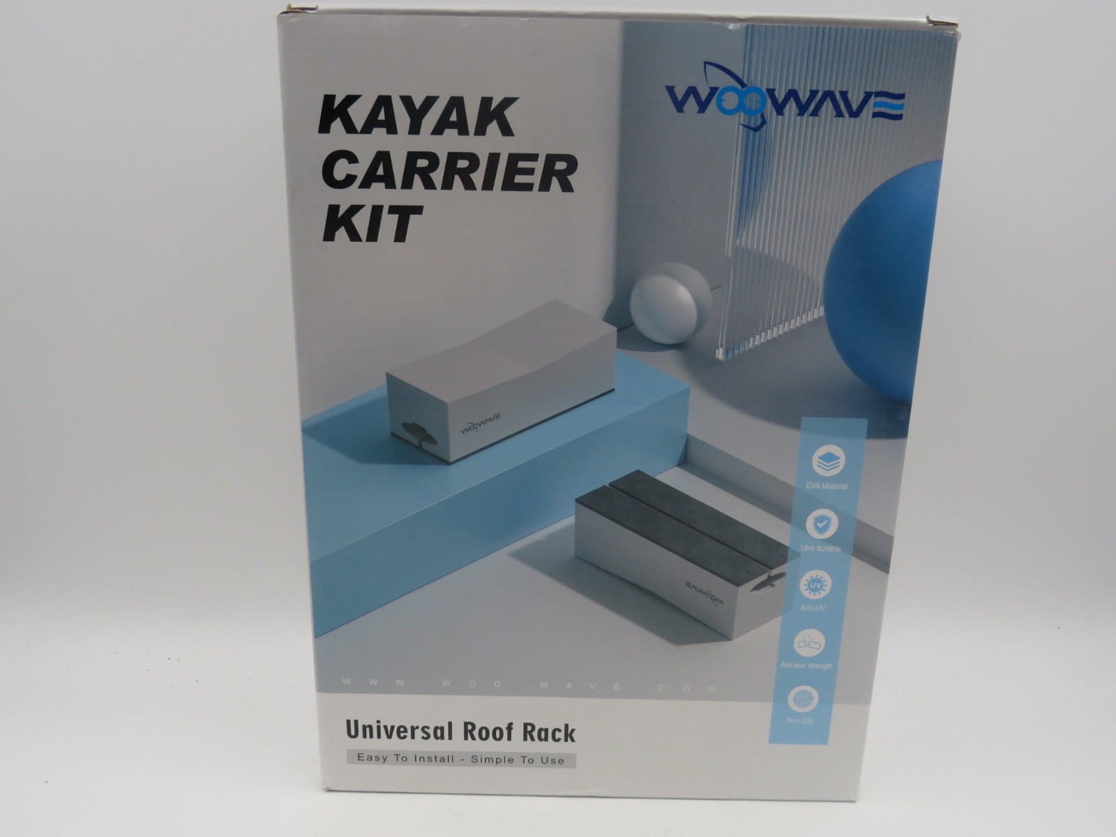 WOOWAVE Kayak Carrier Kit Universal Soft Standard Foam Block for Roof Racks