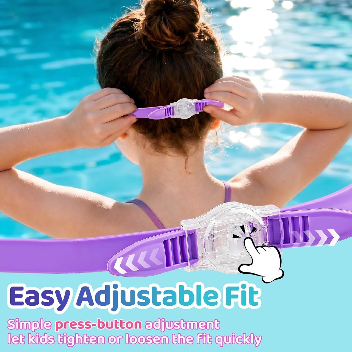 Kids Swim Goggles with Fabric Strap No Tangle Pain-Free, Anti-Fog Swimming Po…