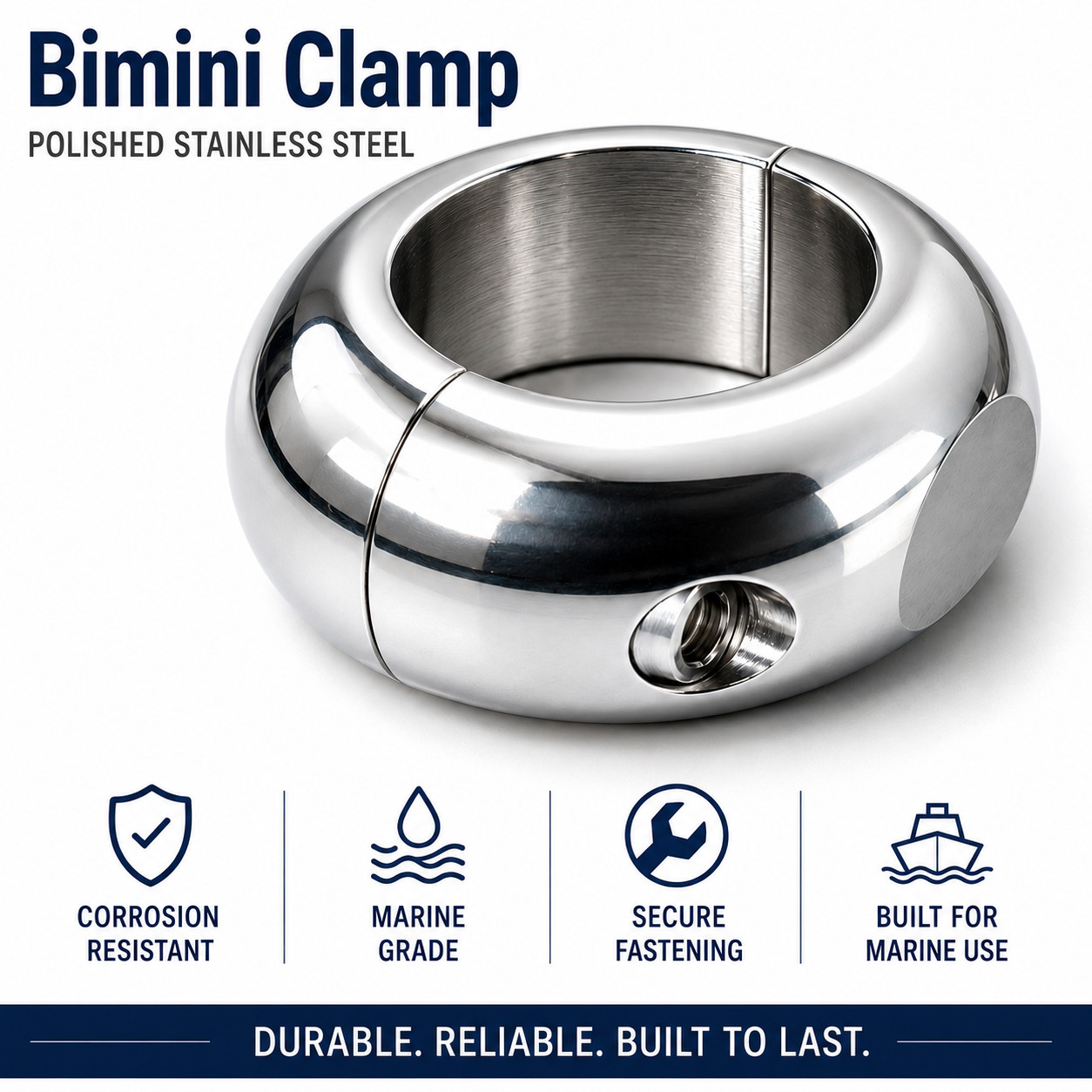 2 each aluminum wakeboard tower bimini top clamp 1 7/8 inside diameter