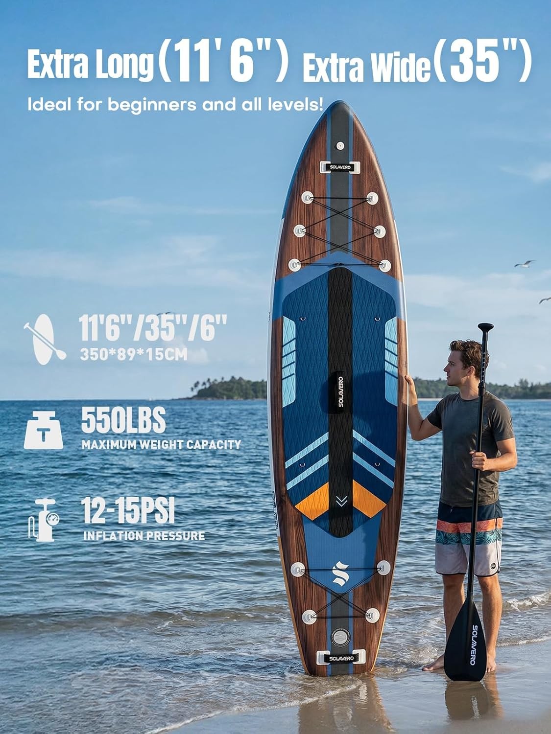 11’6″ x 35″ Inflatable Stand Up Paddle Board with Seat, SUP Boards Accessories