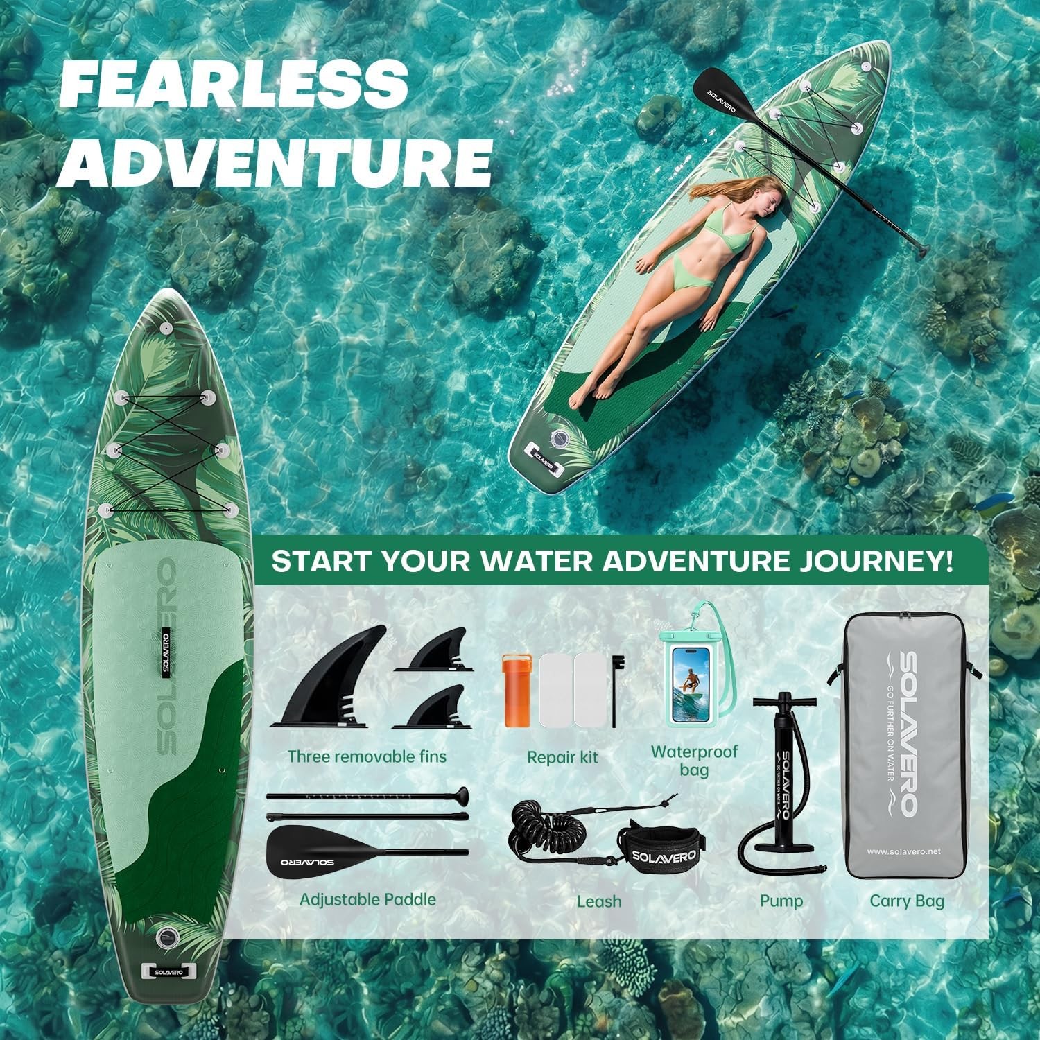 11′ Inflatable SUP Paddle Board, Stand Up Paddle Board Accessories for Adults