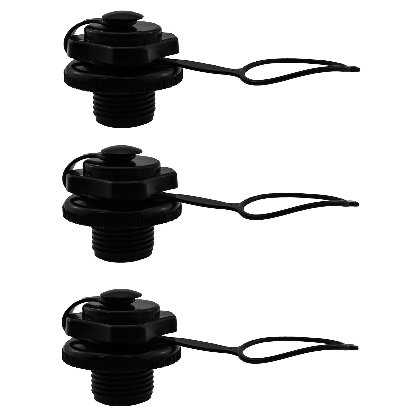 3 PCS Black Kayak Inflator Valve Air Nozzle Inflatable Boat Screw Air Plug