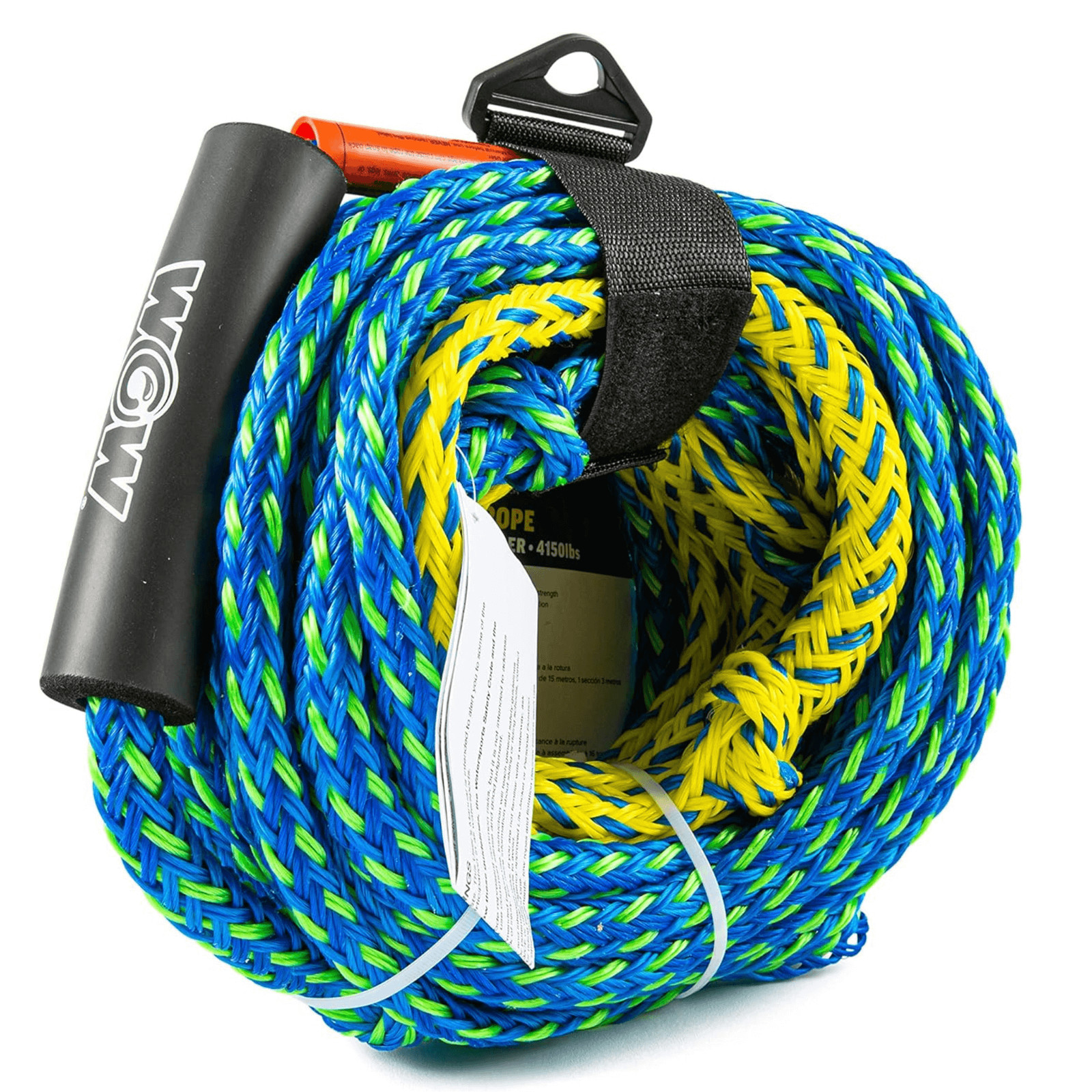 WOW Watersports 60ft 4-Rider 4K Tow Rope w 2 Sections for All Inflated Towables