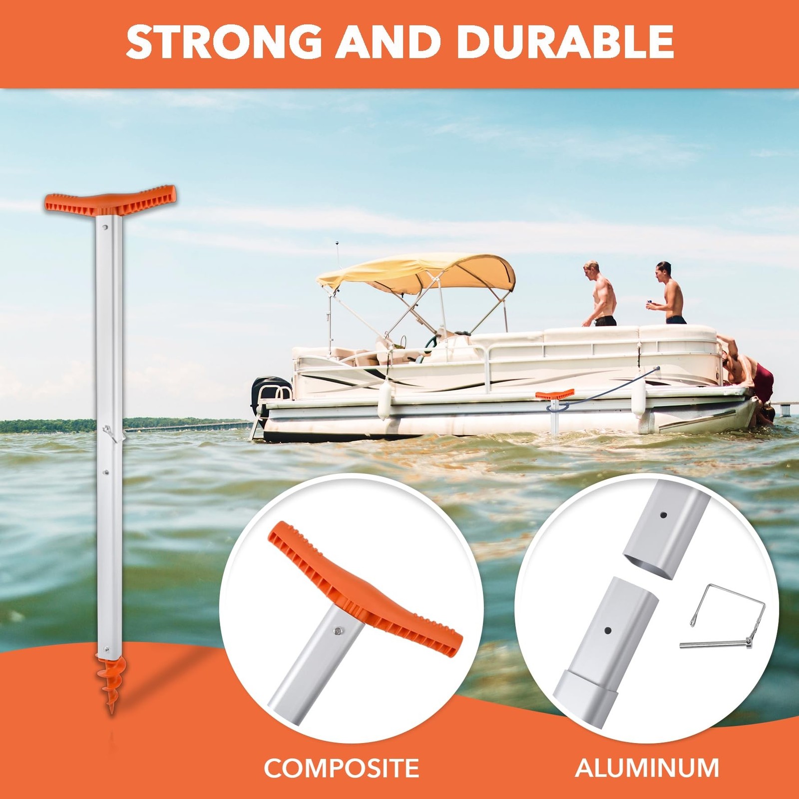 Sand Anchor for Boat, PWC, Pontoon – Aluminum Sandbar Anchor for Shallow Water