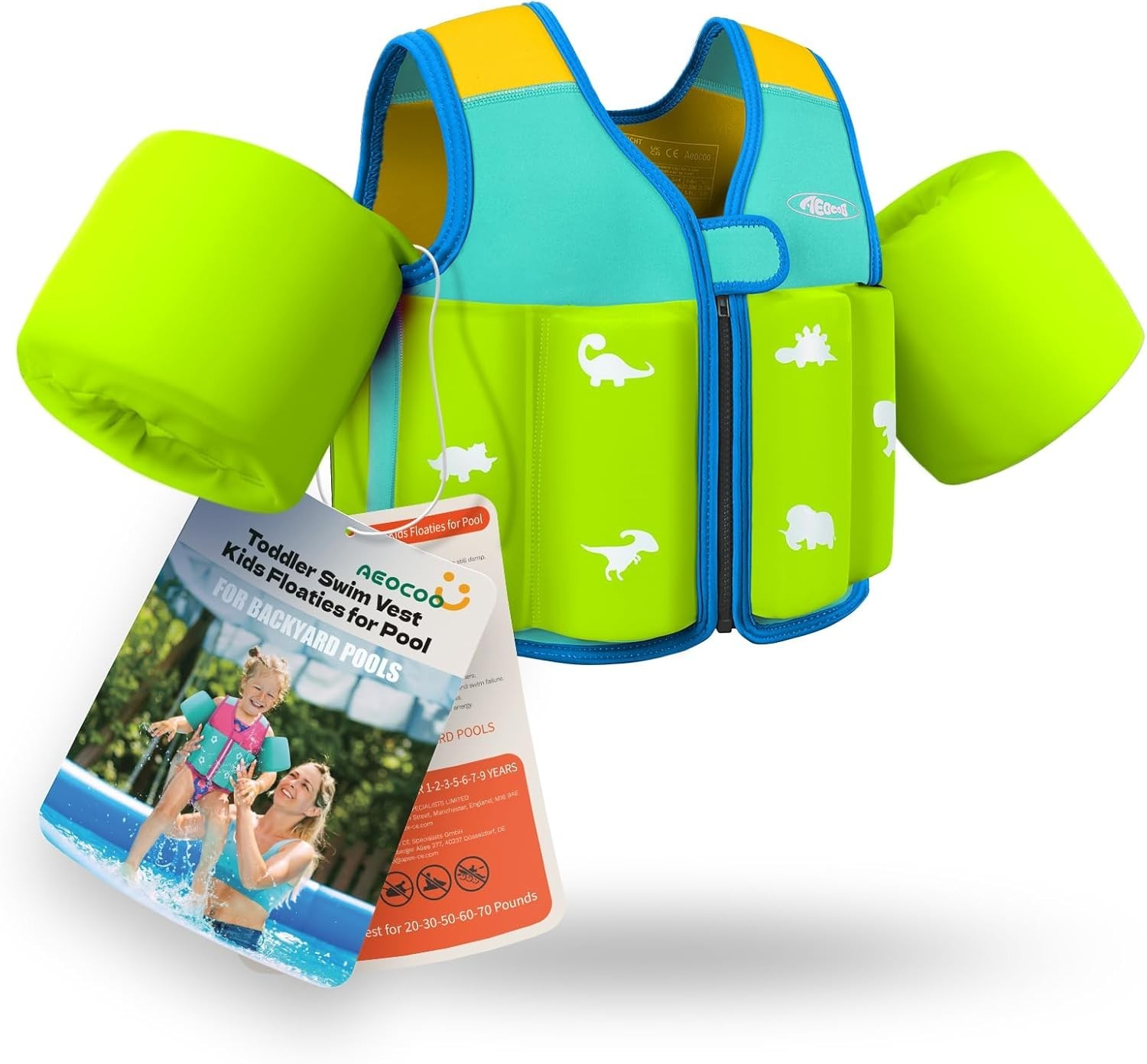 Toddler Swim Vest 20-30-50-70 Pounds, Kids Pool Floaties for 1-2-3-5-7-9 Years