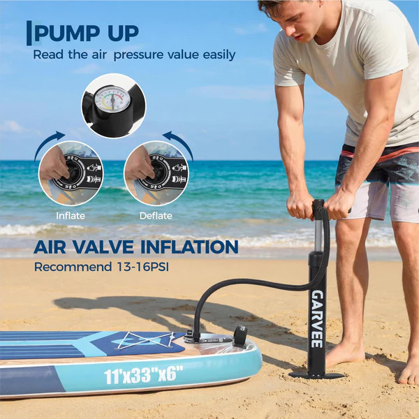 11ft Inflatable Stand Up Paddle Board w/ Paddle Pump Leash Backpack Kit
