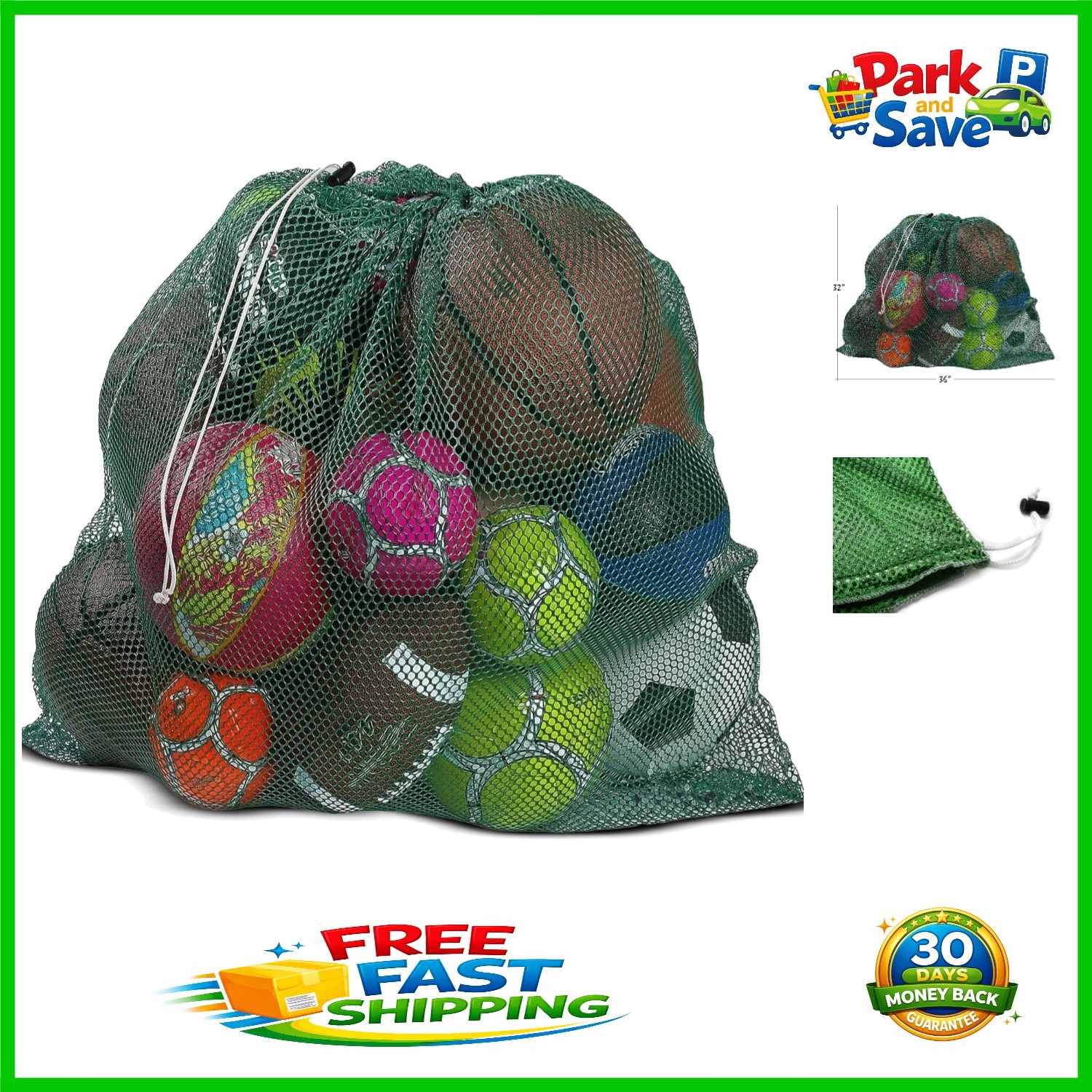 Heavy-Duty Mesh Equipment Bag – 32” x 36” for Sports Gear Organization