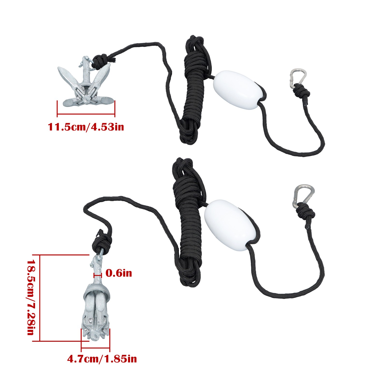 New Folding Grapnel Anchor Kit For Kayaks Canoes Paddle Board Silver Steel 1.5lb