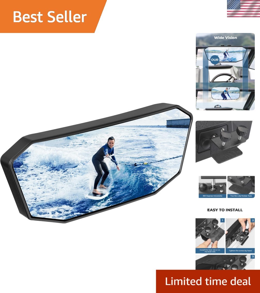 Marine Boat Mirror Upgraded Size 10.5 in x 4 in, Universal Boat Rear View Mir…