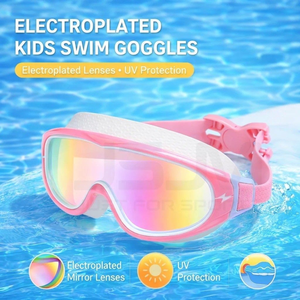 Swimming Goggles for Boys & Girls (3-15 Years) – Big Frame HD View, Anti-Fog