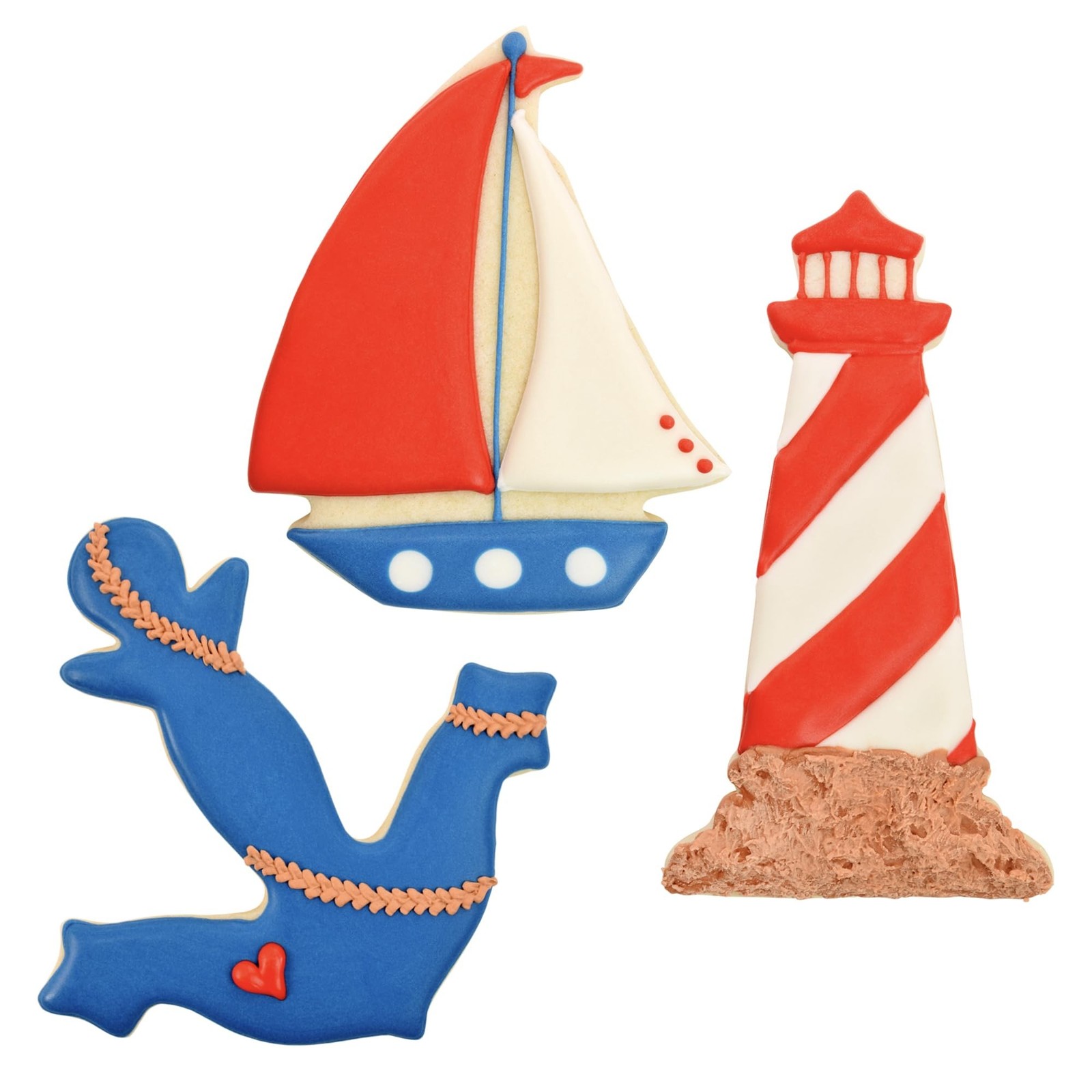 R&M Coastal Seaside Cookie Cutter 3 Piece Set. Includes Anchor, Lighthouse an…