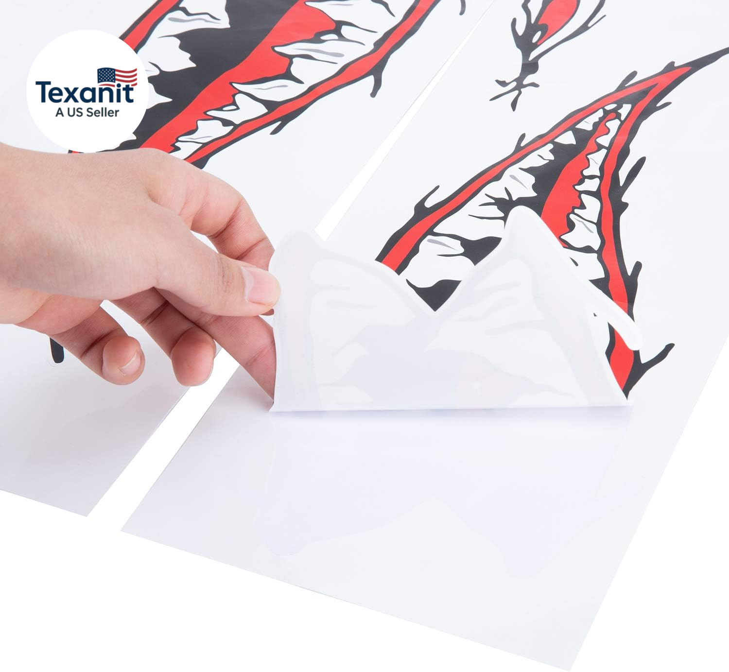 2Pcs Shark Teeth Mouth Kayak Stickers，Kayak Decals Waterproof DIY Funny Graphics
