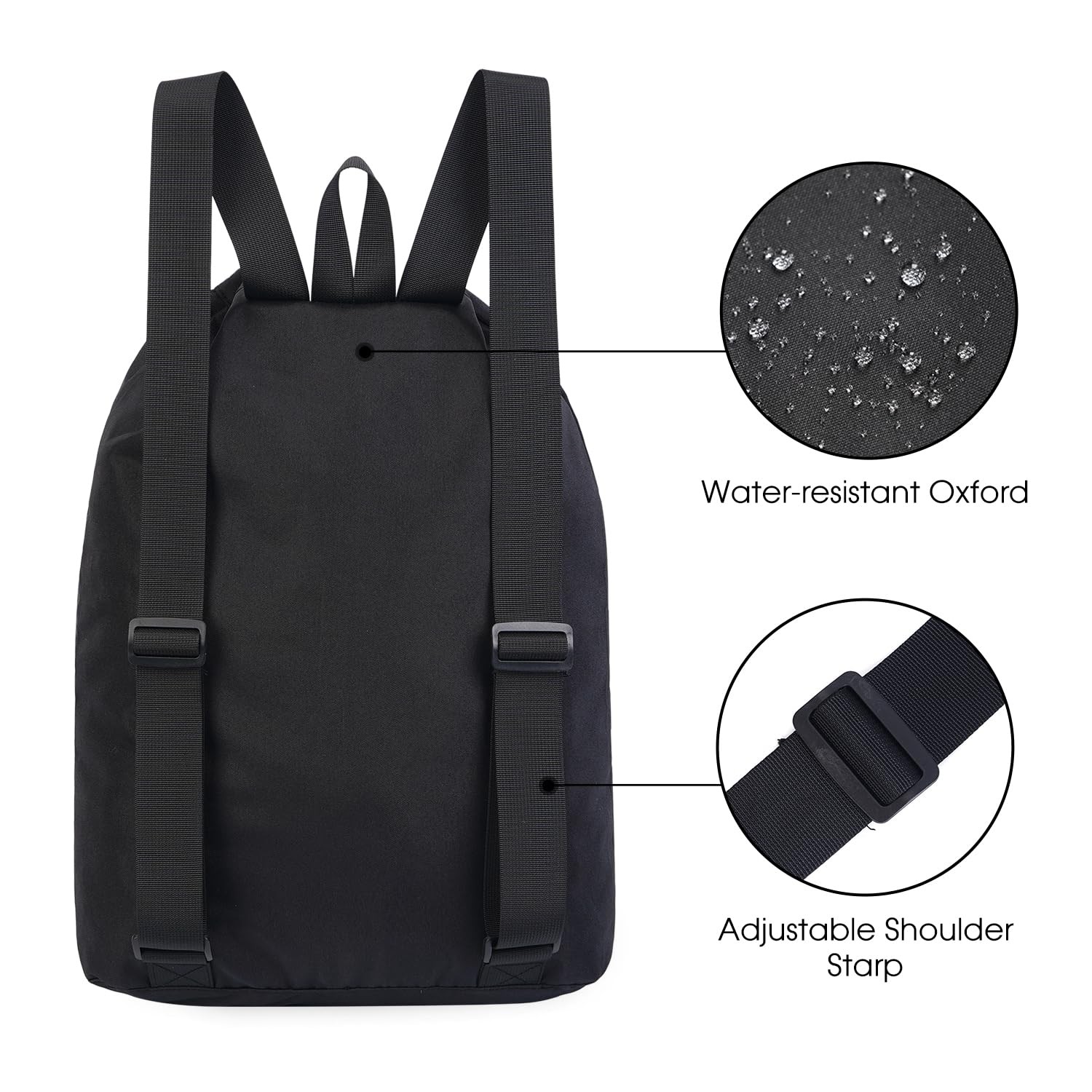 Black Mesh Drawstring Swim Bag for Swimmers with Wet Pocket Adjustable Beach