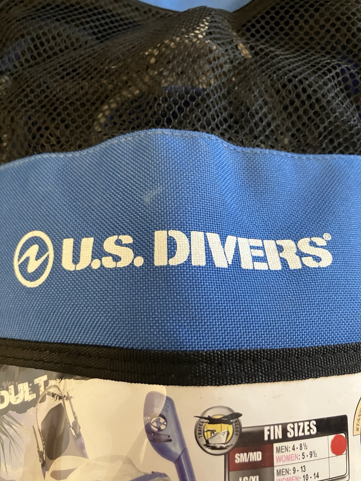 U.S. Divers ProFlex FX Snorkeling Fins Size S/M Small Medium Blue Gray with Bag
