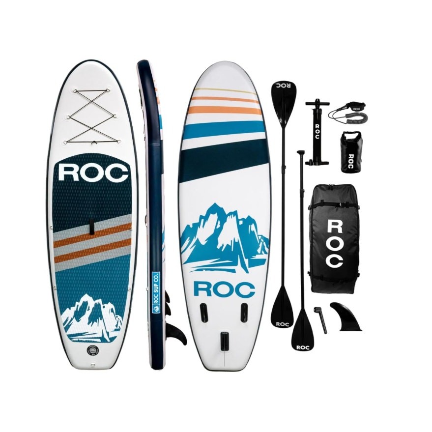 Roc Inflatable Stand Up Paddle Board with SUP Accessories, 10′ x 33″ x6″ Navy