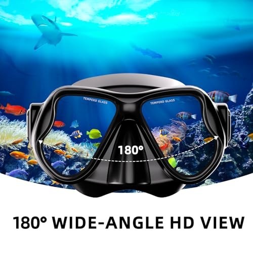Scuba Mask Anti-Fog Tempered Glass Dual Lens Diving Goggles for Adults