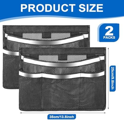 2 PCS 13.7″x 9.8″ Boat Storage Mesh Bag, Upgraded 2-Layer 1 Large+3 Small Poc…