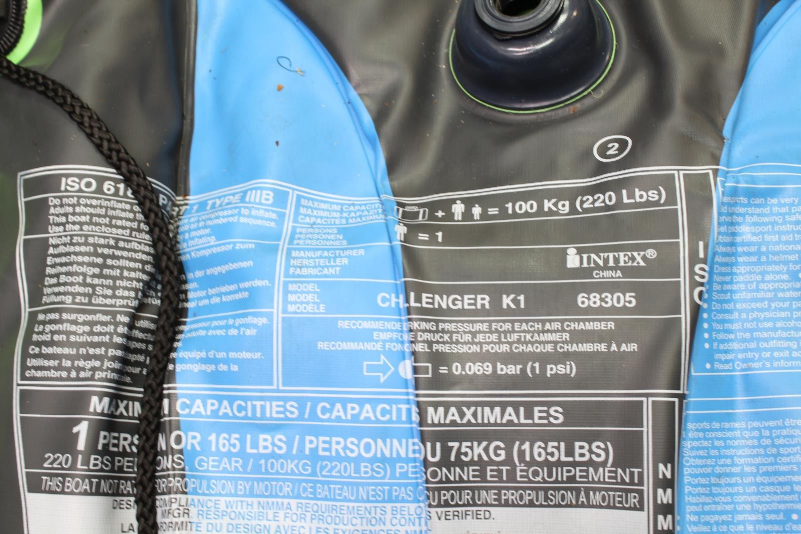 INTEX Challenger K1 Inflatable Kayak Kit, 1-Person Cap.