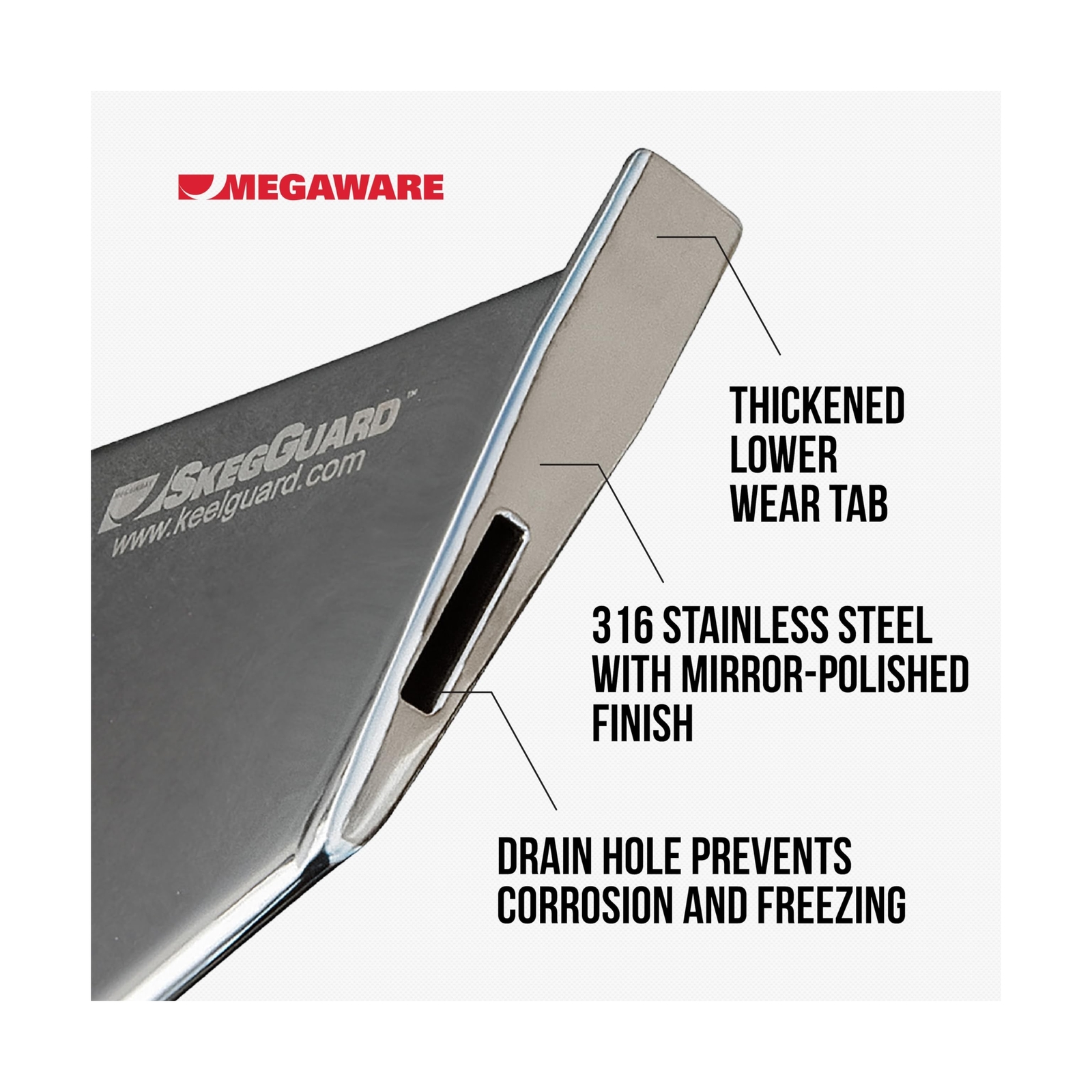 MEGAWARE KEELGUARD SkegGuard 27291 Skeg Protector with Drain Hole – Protects …