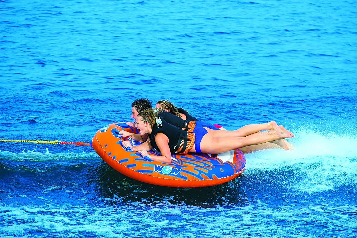WOW Sports Nova 3 Person 3P Towable Deck Tube with Tapered Shape (22-WTO-3985)