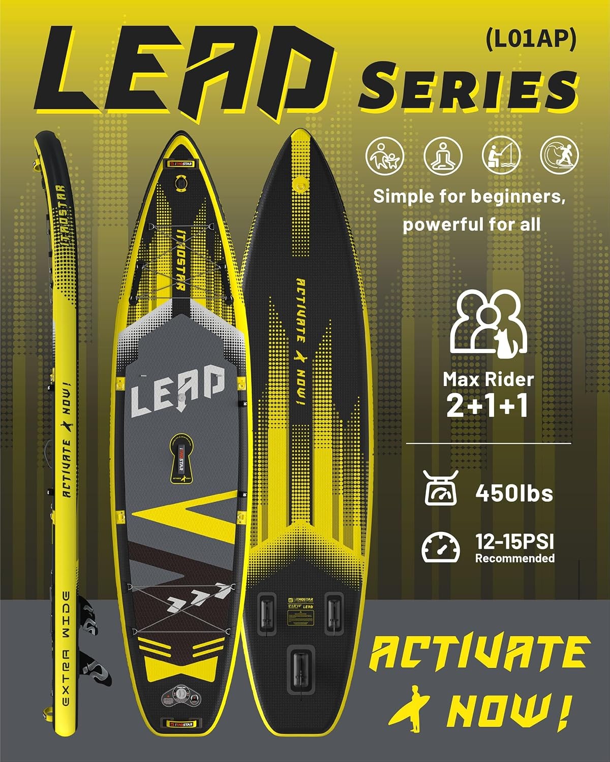 Inflatable SUP Board iTAOSTAR 12×35 Inch 5 Fins Youth