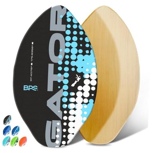 New Zealand ‘Gator’ Skimboard with Colored EVA Grip Pad and High 35 Inch Black