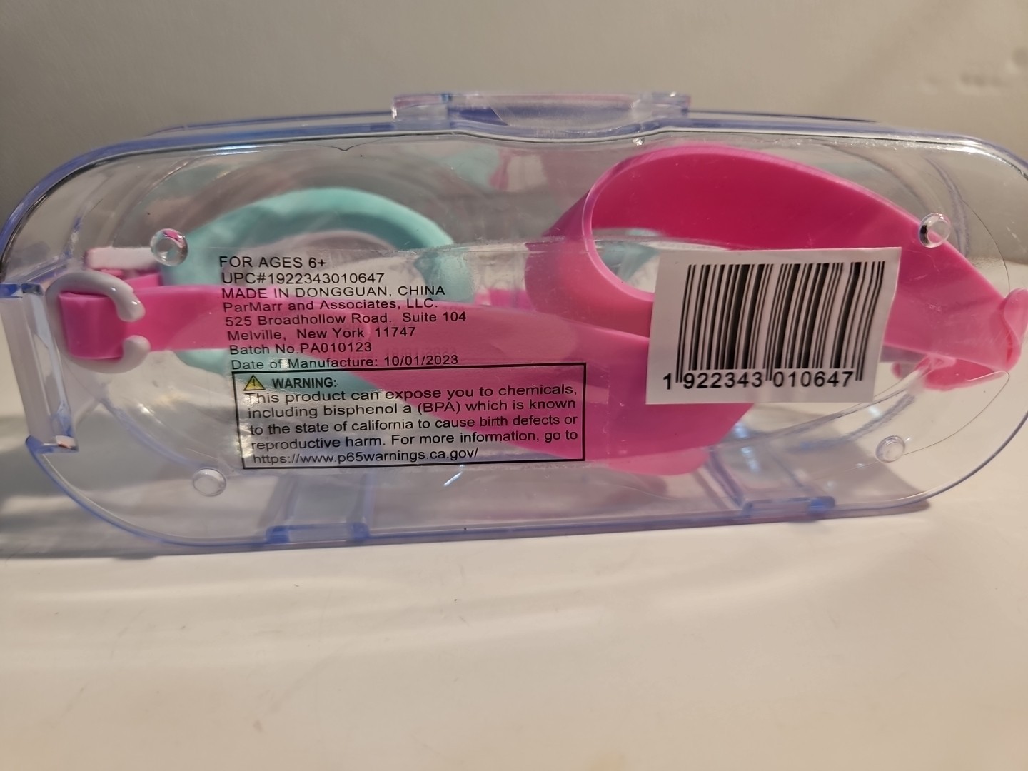 Aqua2ude Kids Swim Goggles Pink & Green With Protective Case, Ages 6+ Brand New