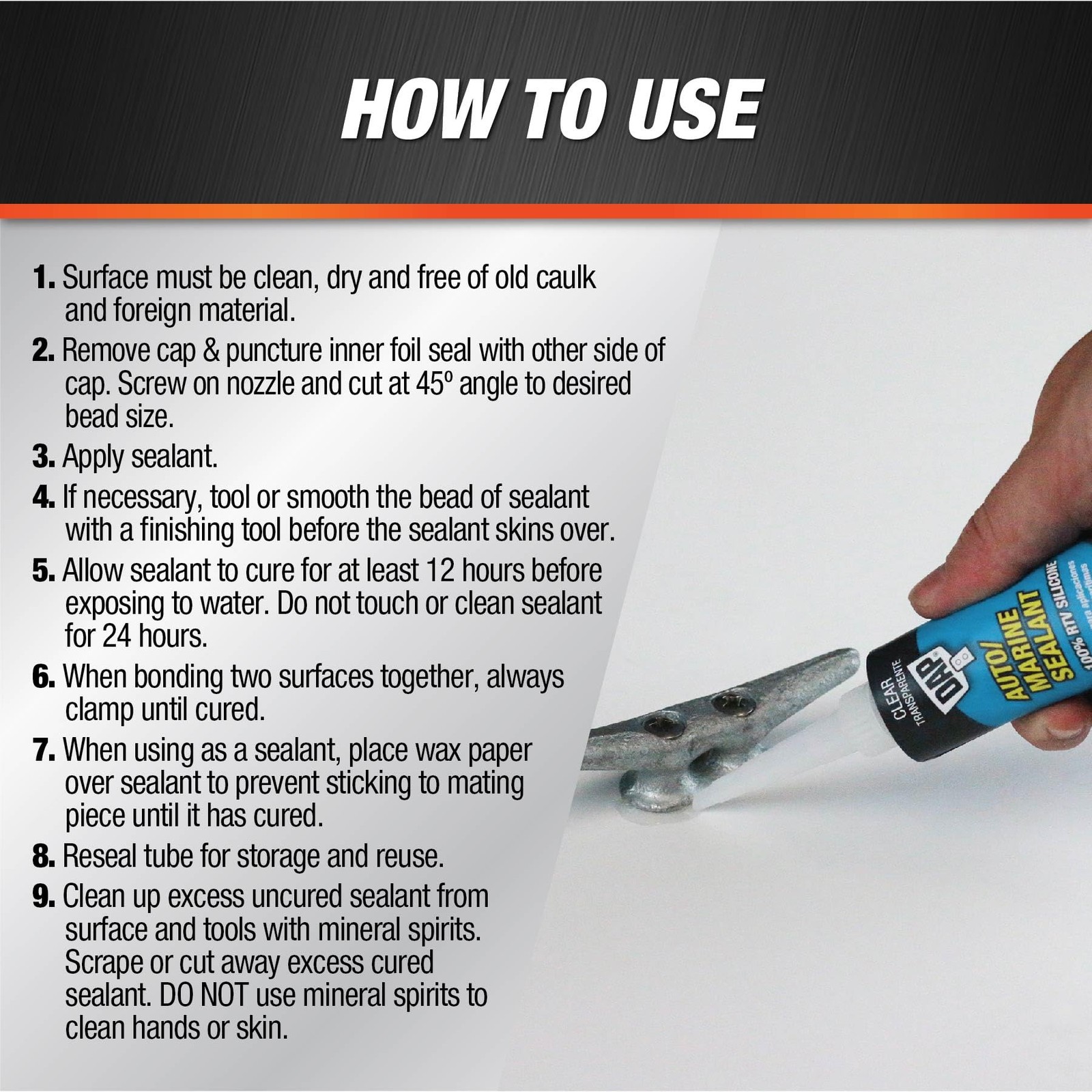 Dap 00694 2.8-Ounce Silicone Rubber Auto/Marine Sealant, 2.8-Ounce, Clear