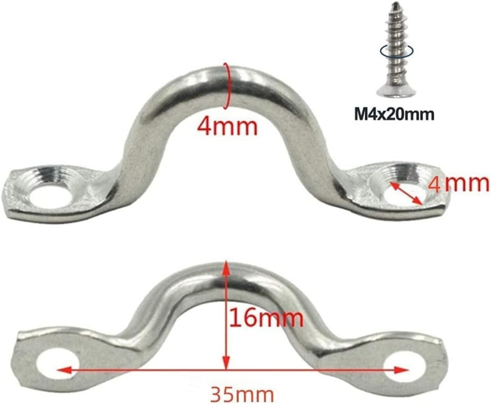 10 Pack Stainless Steel Pad Eye Straps Bimini Boat Top Kayak Deck Loop Tie Down